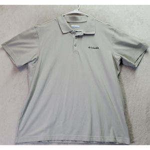 Columbia Sportswear Active Fit Polo Shirt Mens Large‎ Bone Cotton Logo Collared